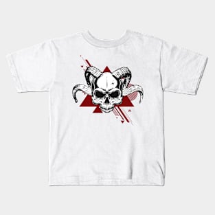 Angry Skull with Ram Horns Kids T-Shirt